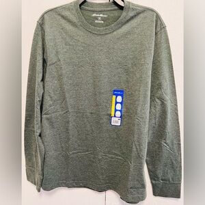 Eddie Bauer T-Shirt Men's Size Medium Long Sleeve Legend Wash‎ logo Green